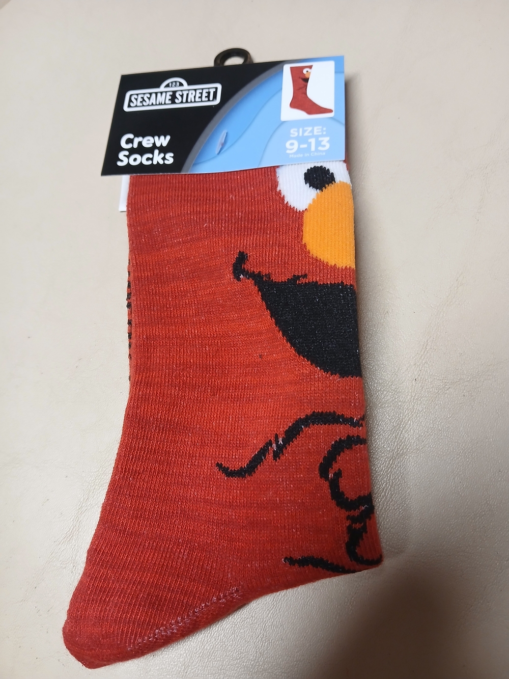 Sesame Street Elmo Orange-Red Crew Socks